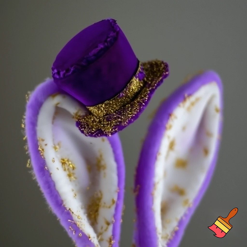 Easter bunny headband, top hat, purple and white with glitter gold purple glitter velvet and delicate