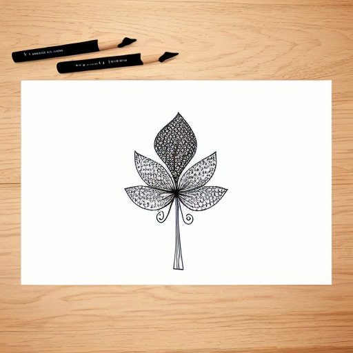 Flower doodle, black and white