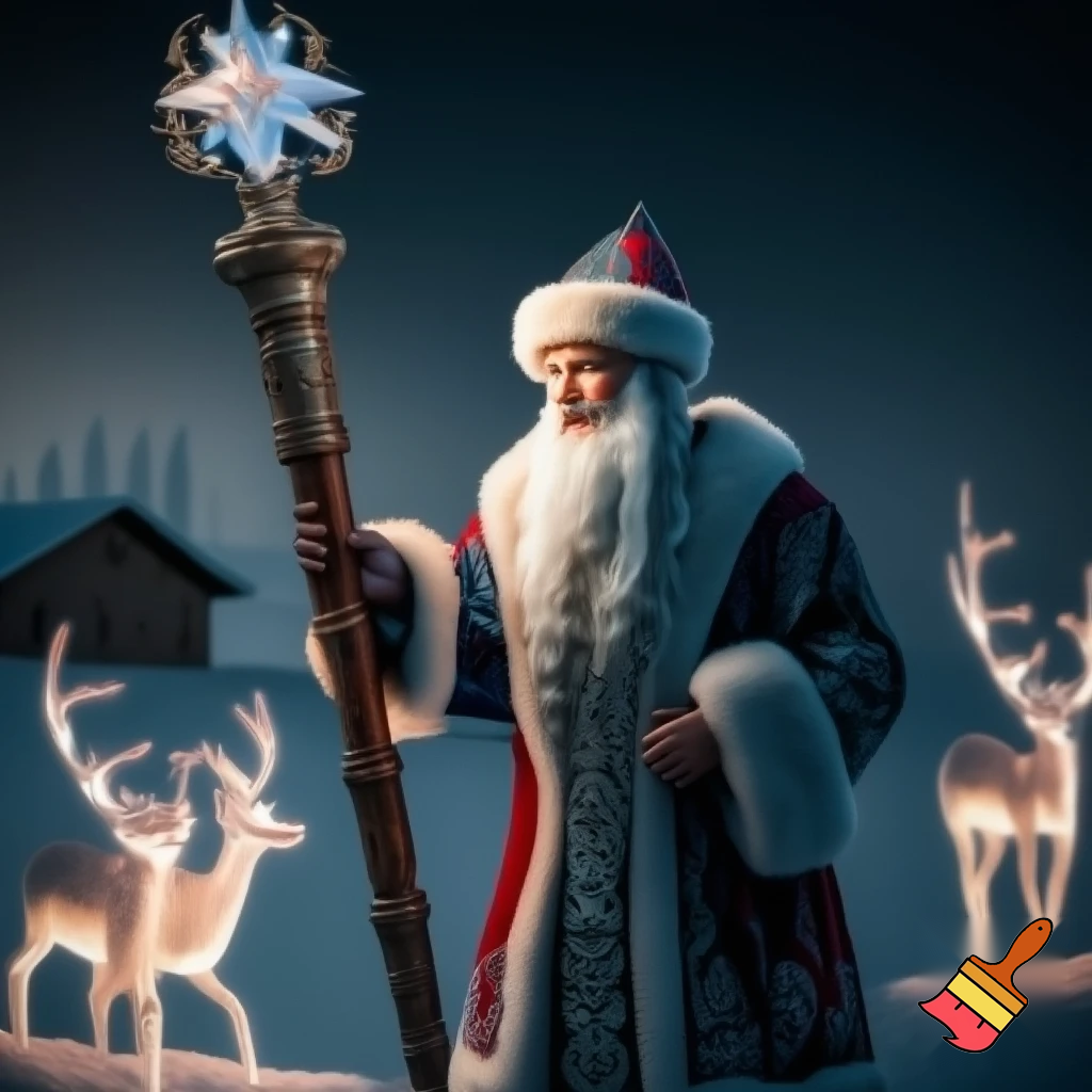 Russian Santa Claus walking stick with with t reindeers magic walking stick a plastic plastic Russian Santa Claus walking stick magic walking stick magic or stick