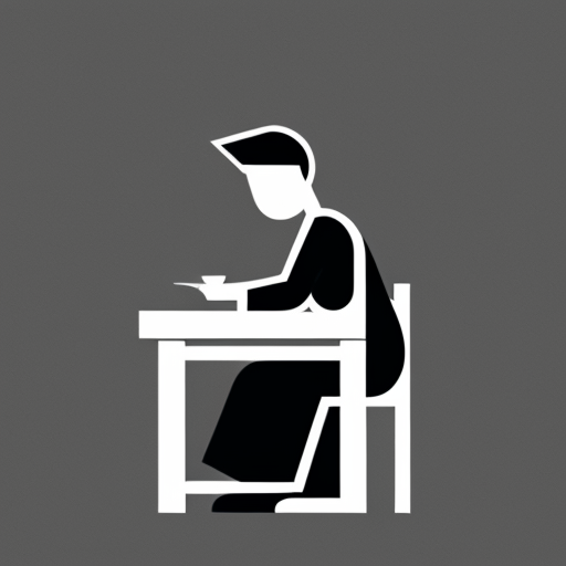 pictogram of a man sitting at a table