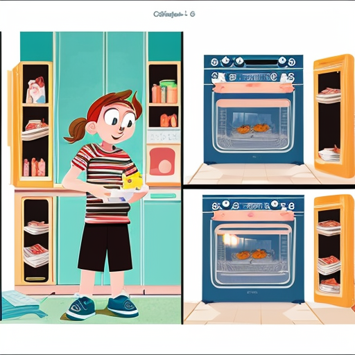 images of an animated smoking and broken oven for a child's story book. 