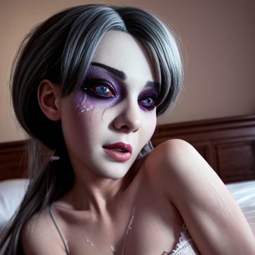 Angel dust Hazbin hotel pinned to a bed sweating and panting.