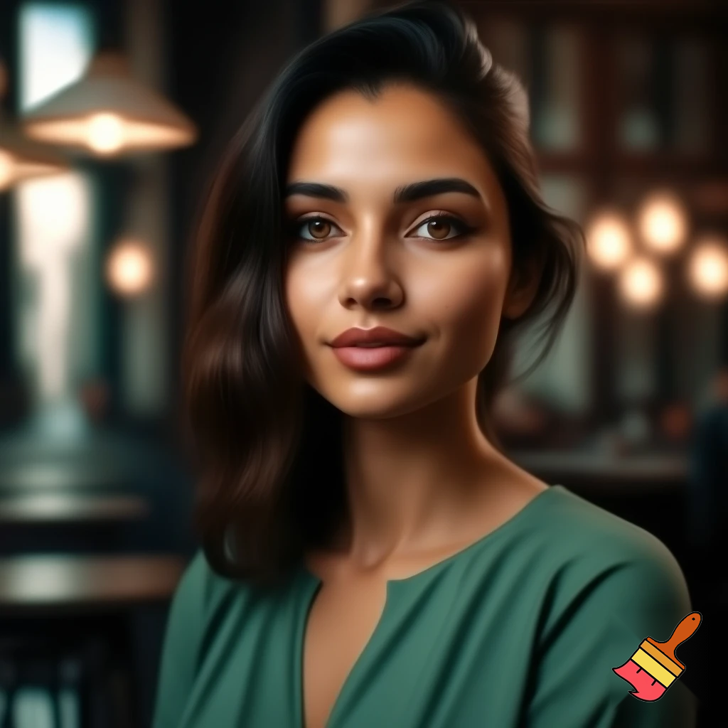 Beautiful woman has her nose upturned 
