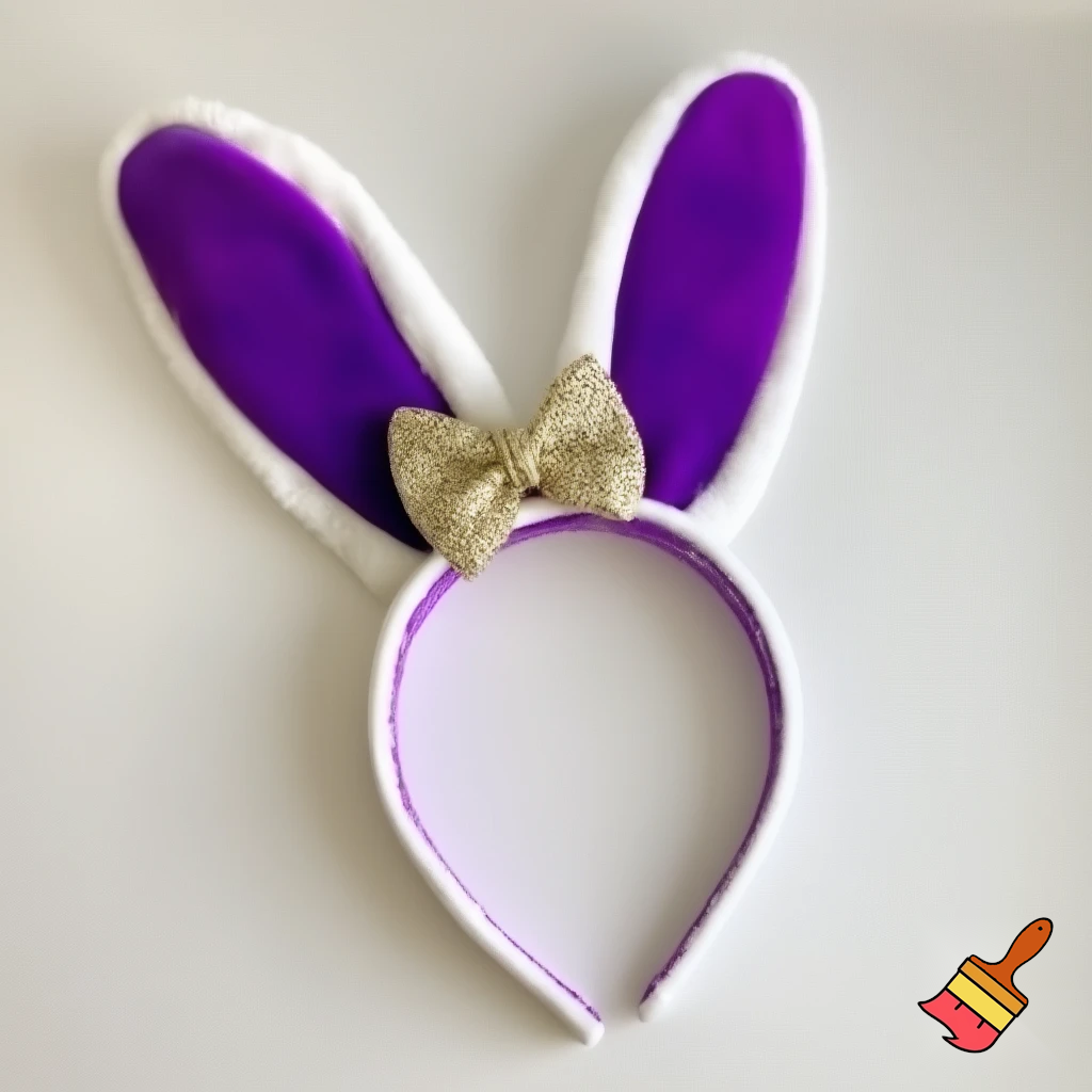 Special top hat headband Easter headband with rabbit, ears, purple and white purple and white with glitter velvet golden purple and white with glitter
