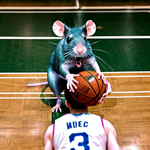 a rat playing basketball
