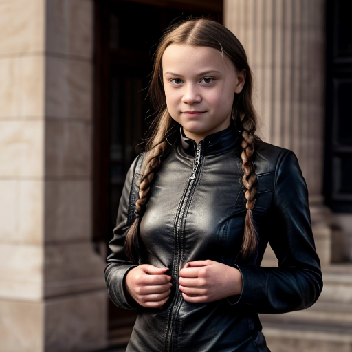 Greta Thunberg in leather dress