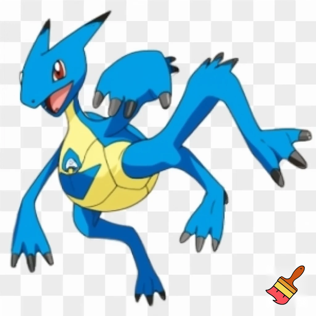 blue rookie level veemon agumon digimon squirtle pokemon fusion with skinny arms and skinny legs