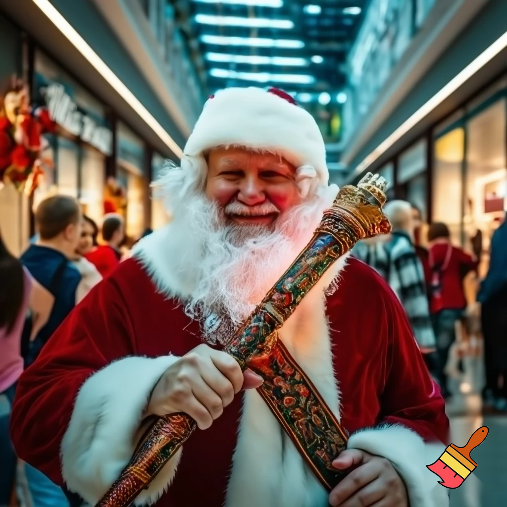 Santa Claus magic walking stick staff Russia shopping Centre