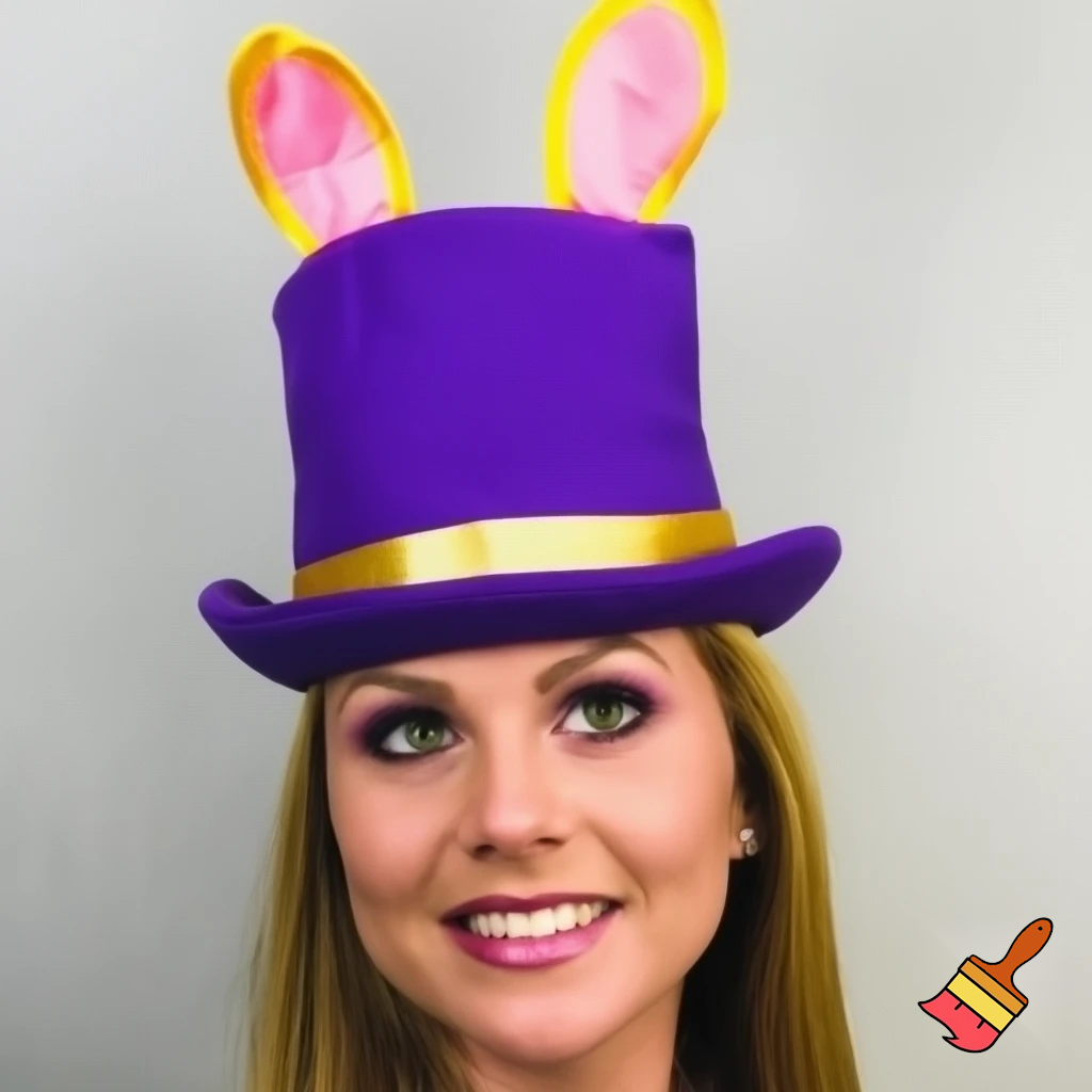 Easter bunny top hat, Easter balcony headband, purple and gold headband top hat
