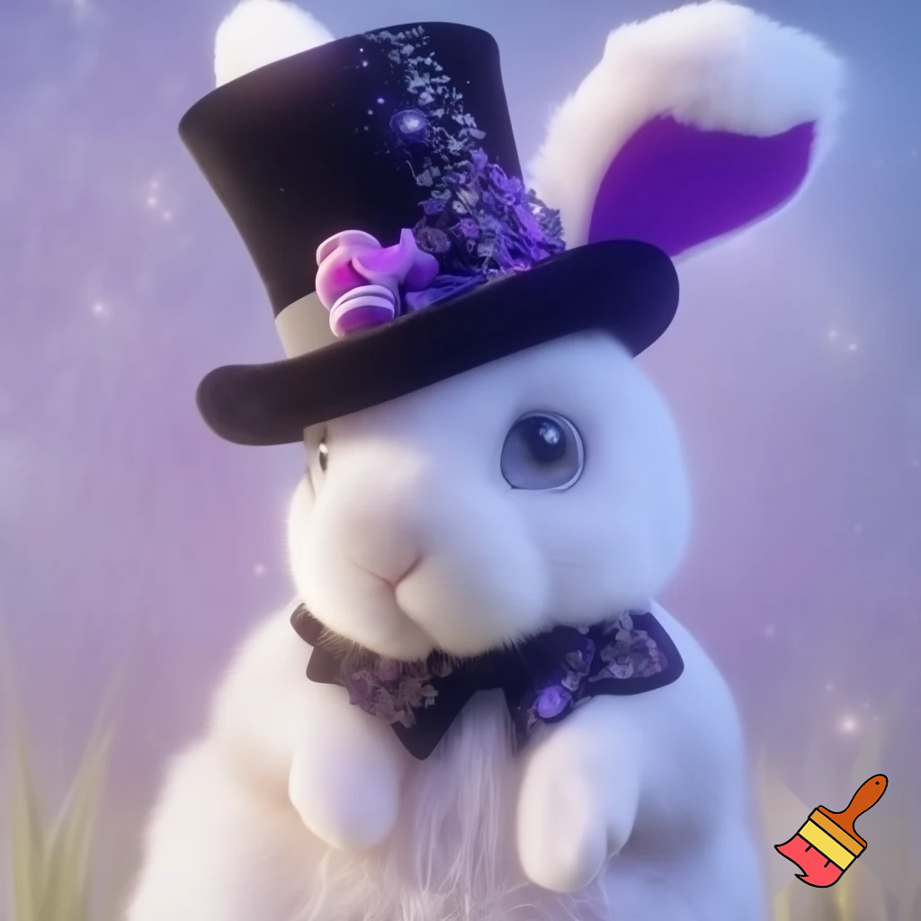 Black top hat with bunny ears velvet white and purple purple and white headband fabric and velvet glitter, purple and pink special present true special and delicate velvet white purple Easter bunny is Ben