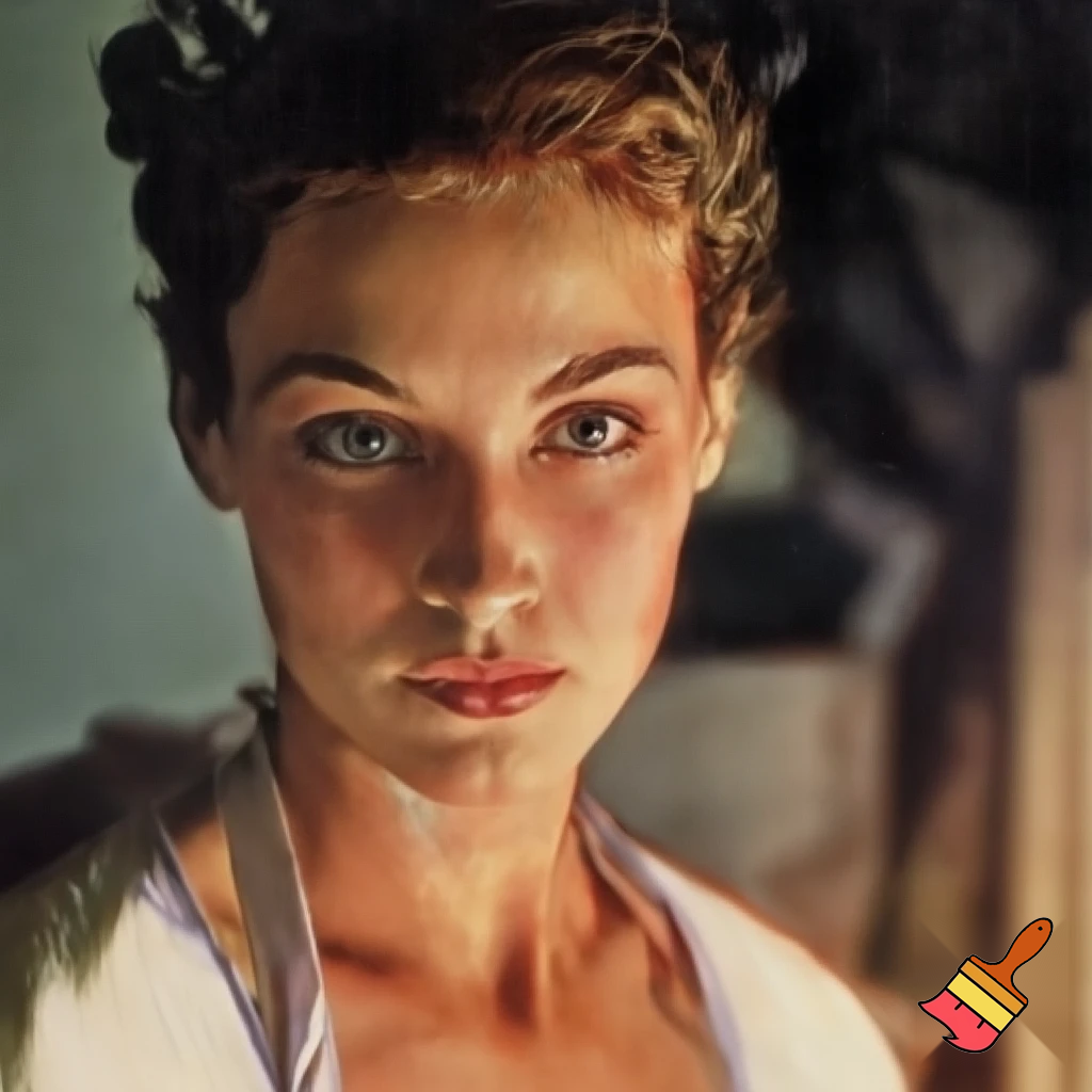 award winning portrait of a fragile woman with immaculate features, captivating eyes looks straight at the camera, perfectly radiant, painted by Norman Rockwell