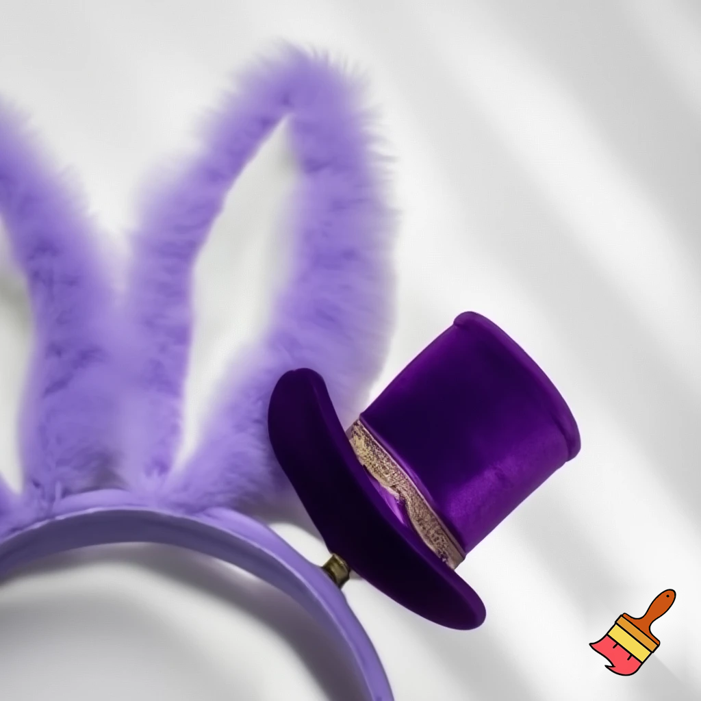 Easter bunny top hat headband, purple, purple and white Easter bunny ears top hat purple or white gold
