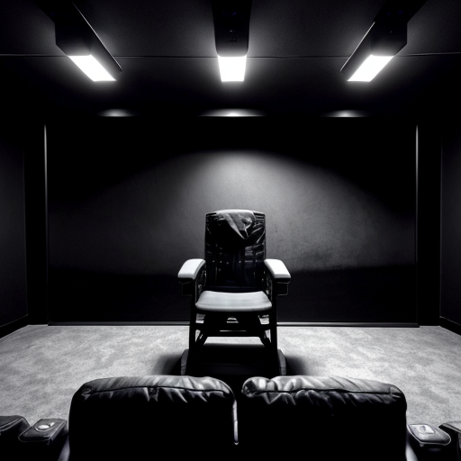 Director cinema's chair as a building inspired in the german expressionism architecture, exagerated forms, surreal  and deformed lines. Dark tone. The chair must be a building, transformed as a building
