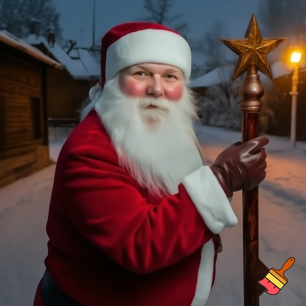  Santa Claus, Russia walking stick with a star