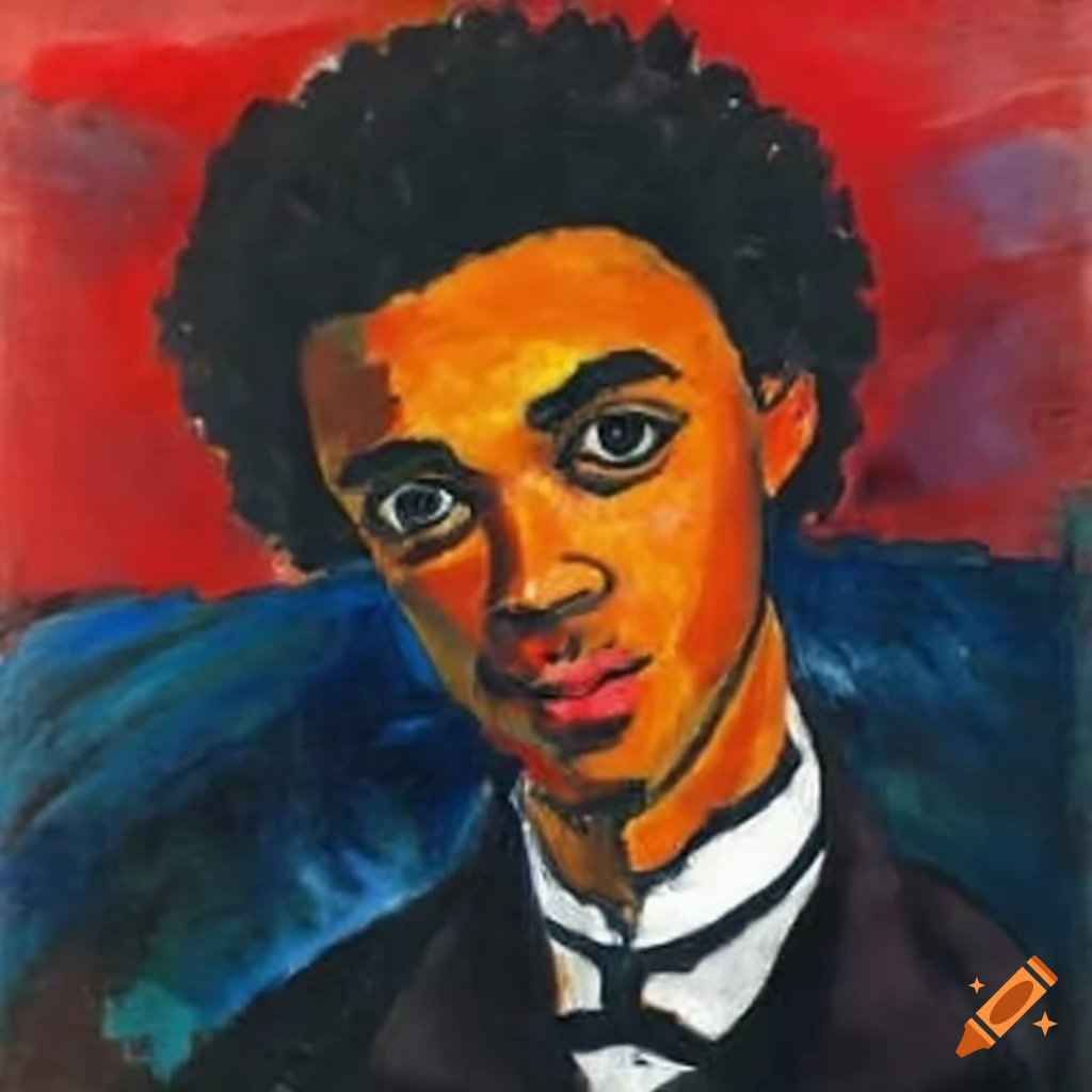 A painting by Maurice De Vlaminck depict Trent Alexander-Arnold of Liverpool wearing a 19th century suit