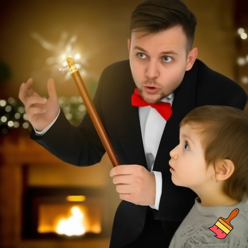 Magic magic Christmas magician an adult kid an adult kid wand magic wand