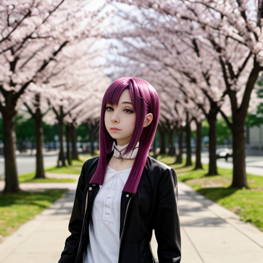 Создай мне фон где есть аниме персонаж и погода весеняя