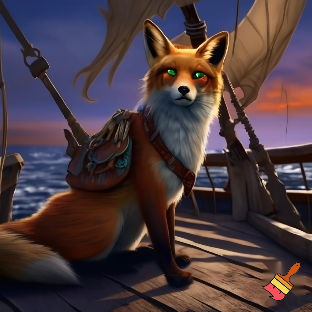 Fantasi ræv der sidder på et skib