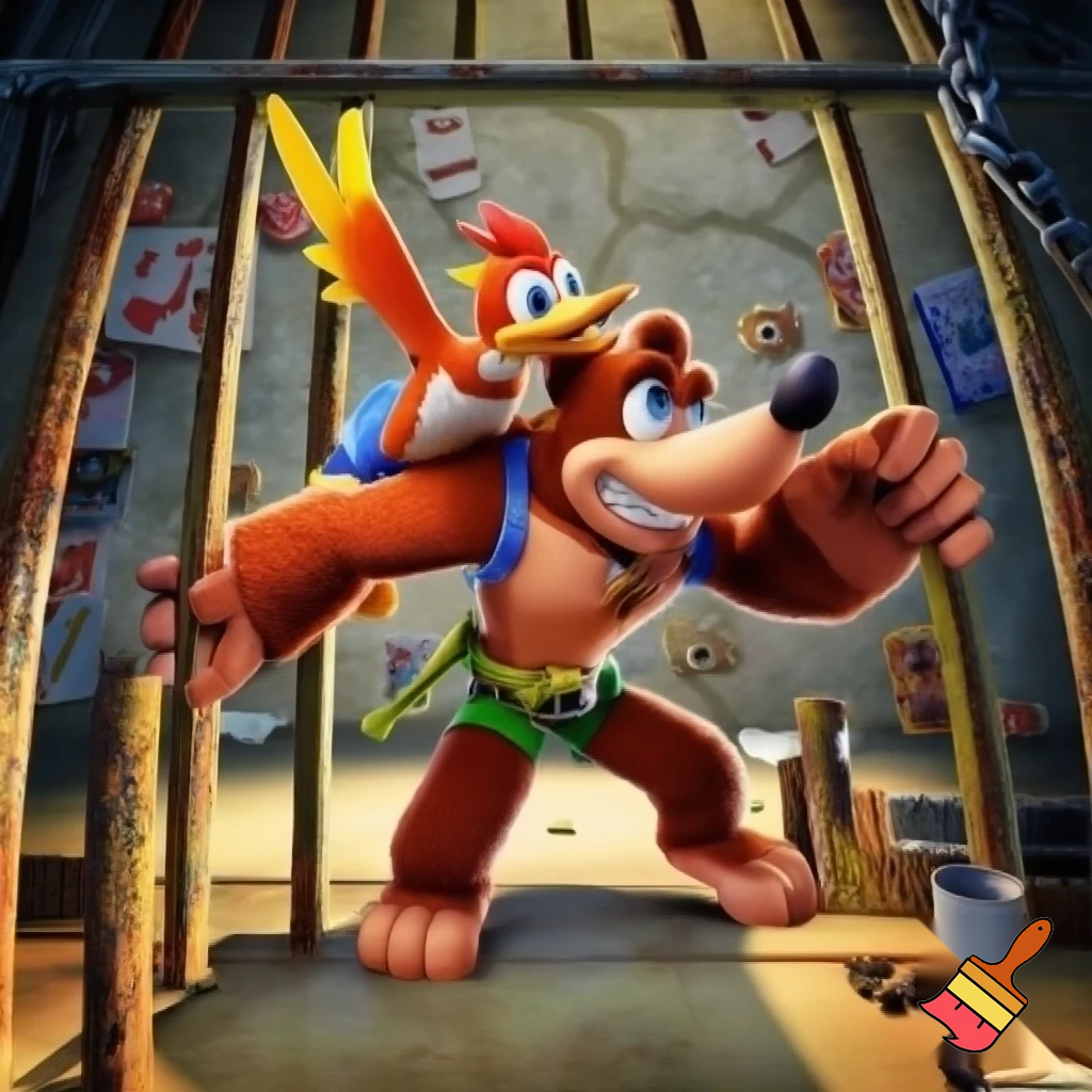 Banjo and kazzoie in a jail level