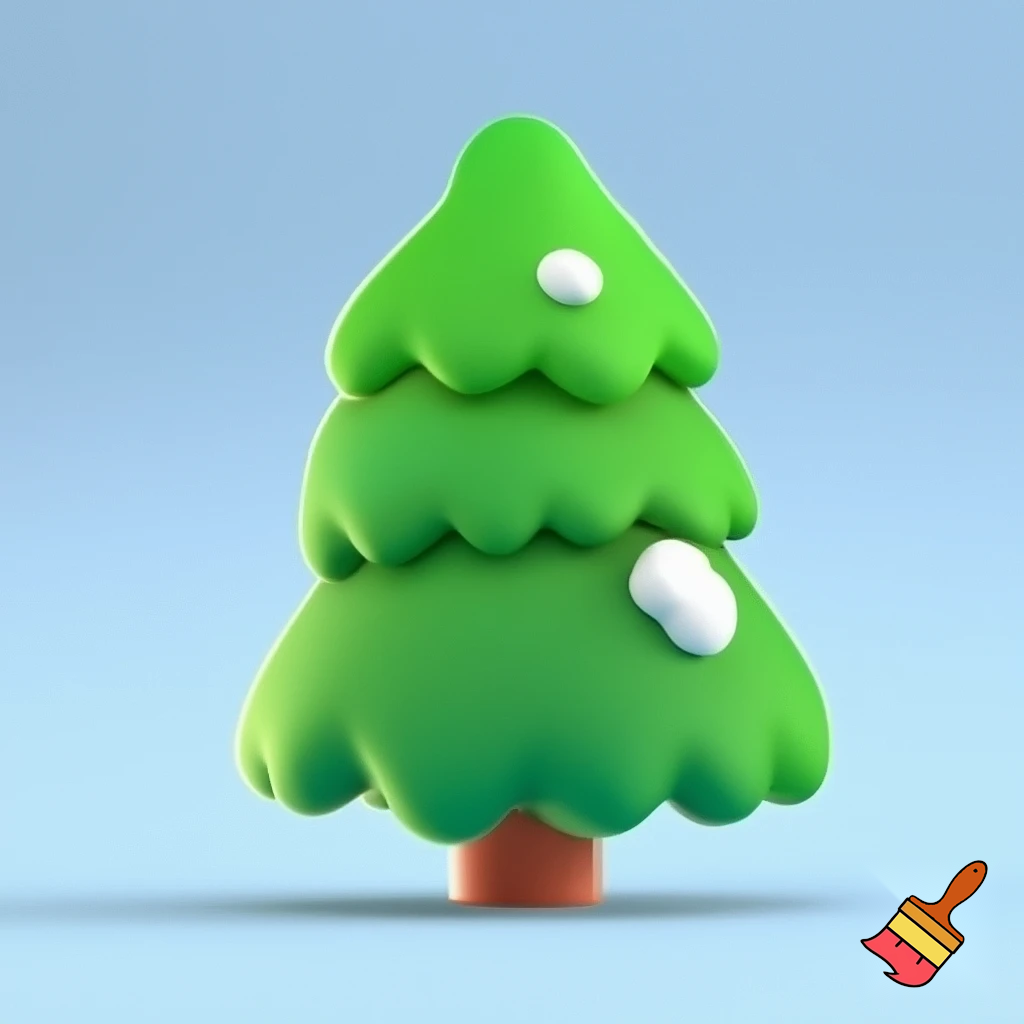 icon of fir tree in cartoon style