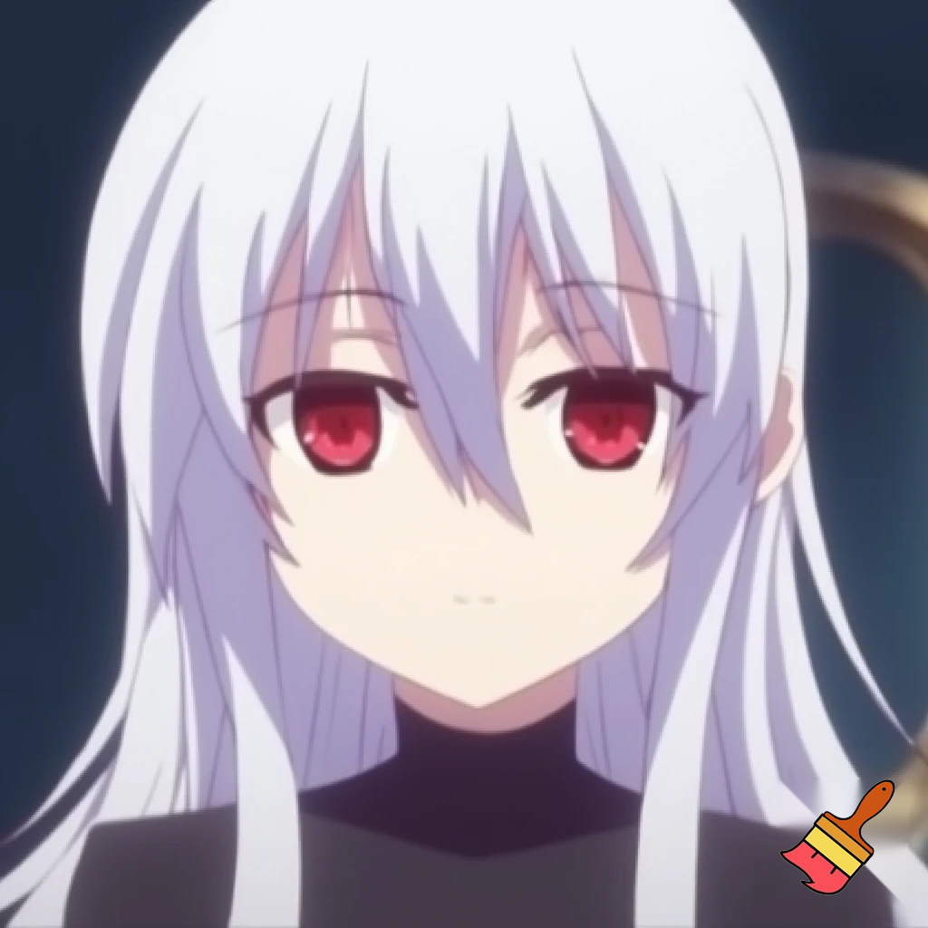 anime girl with white hair and red eyes