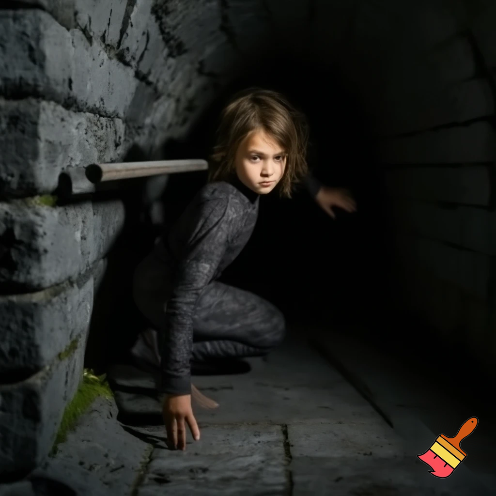 A brown-haired ninja girl in a dungeon cell