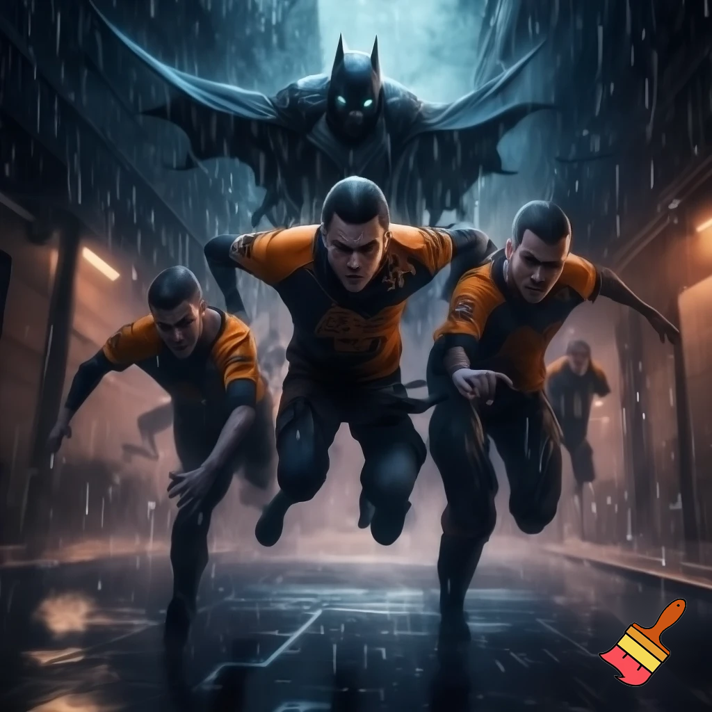 the esports team fnatic running from batman (realistic)