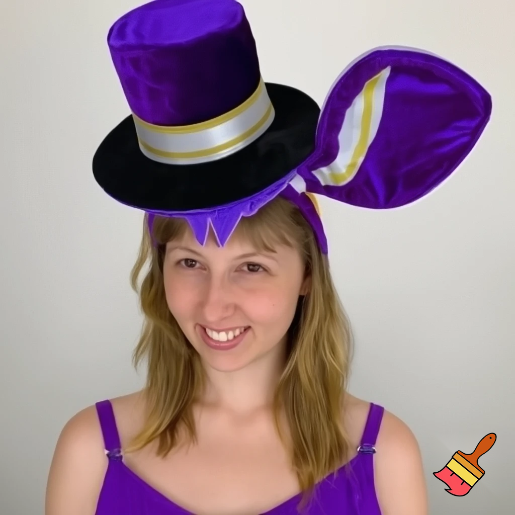 Easter bunny top hat headband, purple and white gold and silver top hat black purple dark purple special hat in delicate purple white, purple and fabric fabric and velvet white gold golden silver patterns Easter top hat