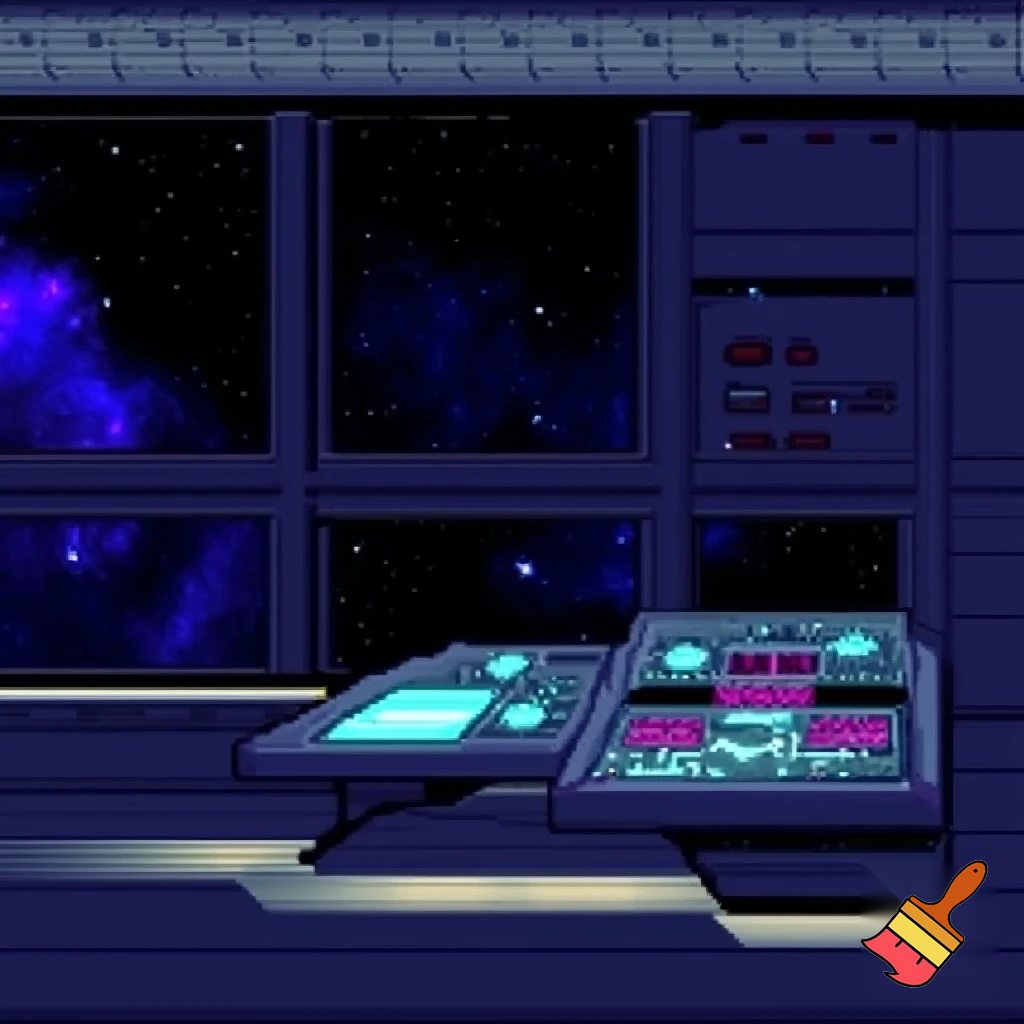 inside space station pixel art