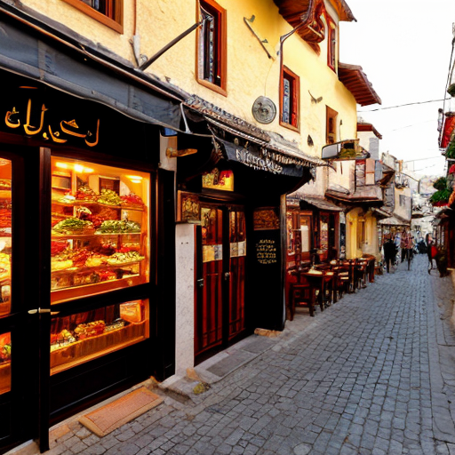 Turkish restaurant on the left Turkish street in the Turkish village 