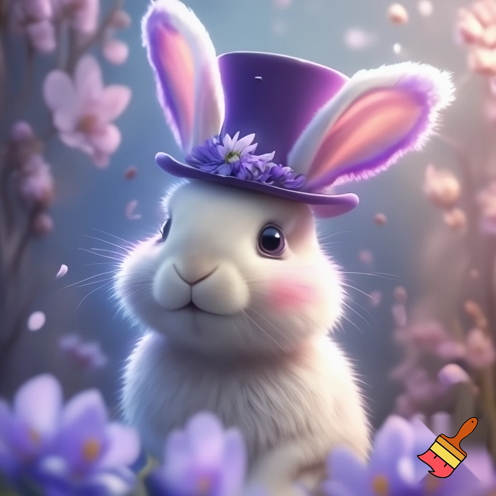 Easter bunny top her hat headband, purple and white Easter bunny ears
