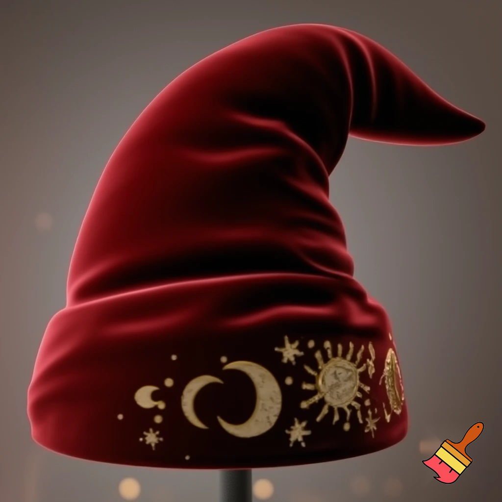 A wizard Santa Claus hat read✨✨🎄💫 velvet a wizard hat