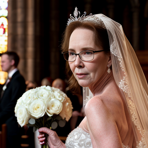 John Goodman y Elizabeth Perkins glasses con corona Flores veil con traje formal elegante boda sensual sexy con holding ramo de flores con altar con iglesia templó católico 5