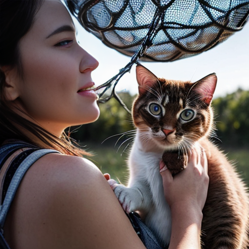 humain méchant en train d'attraper des chats avec un filet
