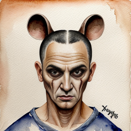  rat, evil, sinister, wearing prison outfit, mugshot style, no human