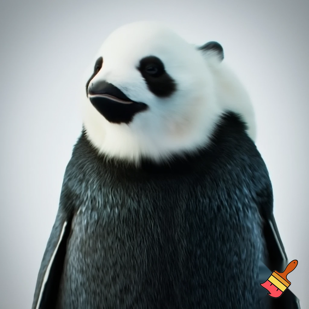 penguin with a panda head