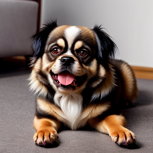 Tibetan spaniel that is fat and eating alot of food