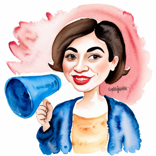 Caricatura de mujer luchadora por los derechos de los niños con un megafono