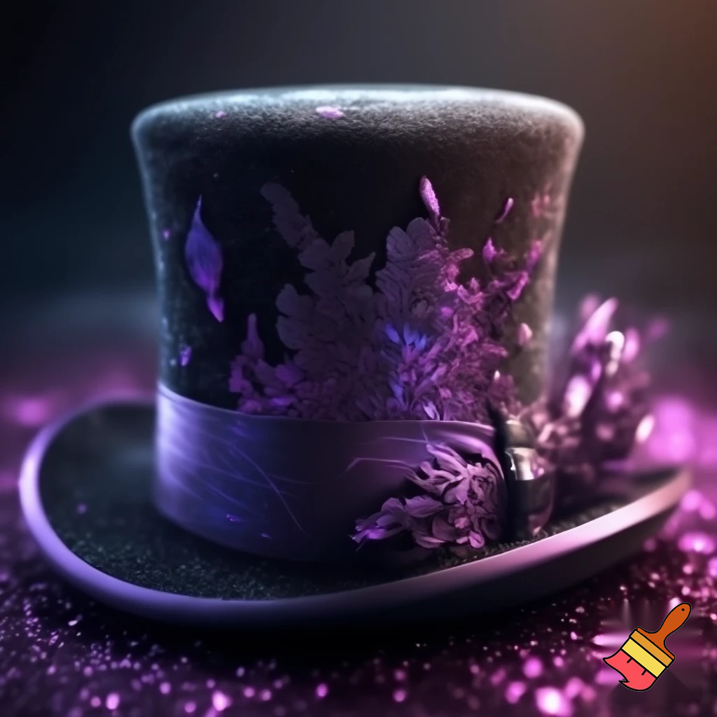 Special top hat special one a velvet special a velvet special velvet black, black black purple and pink glitter Easter pattern