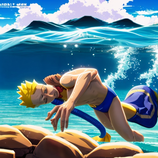 Bart Simpson swimming in the ocean 