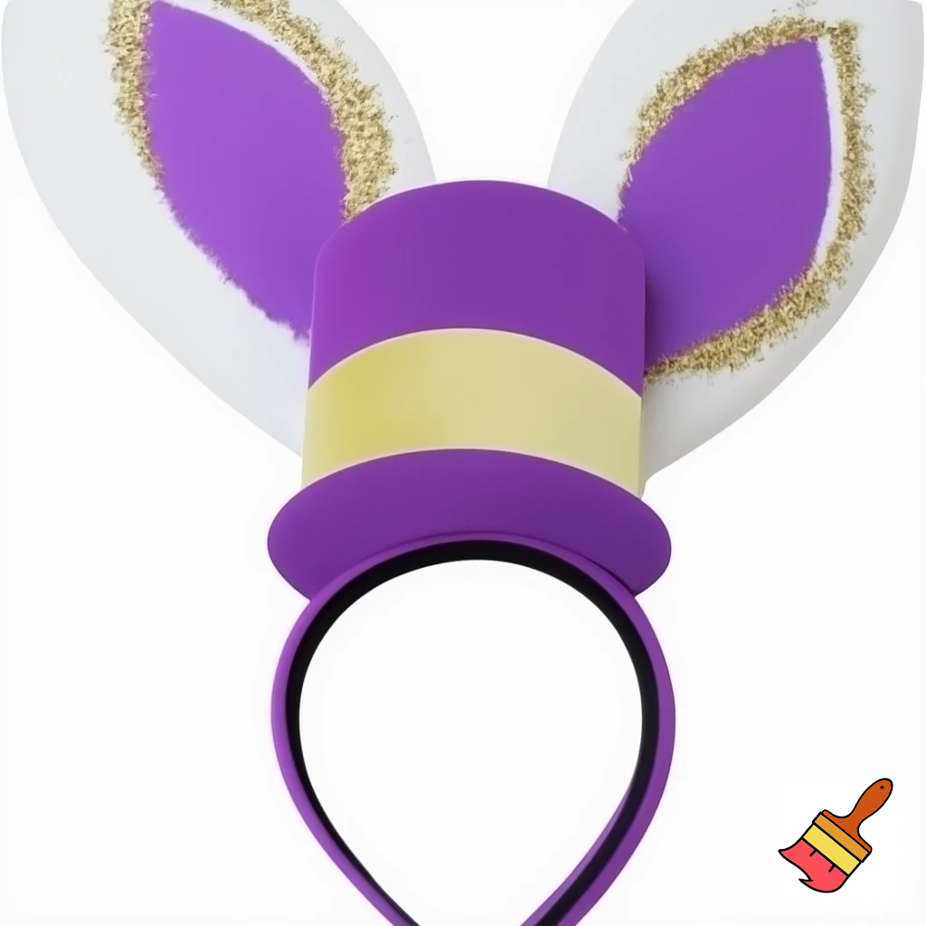 Easter bunny top hat headband, purple and white with gold