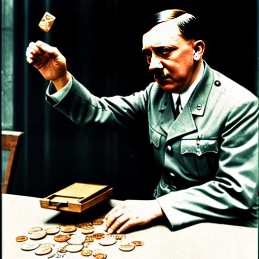 Adolf Hitler throwing pennies at a jew