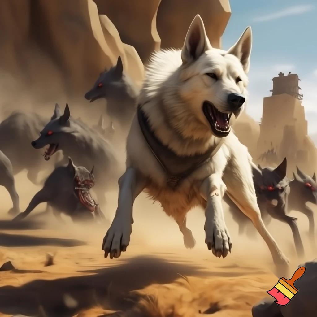 A white dog have to save his girlfriend’s youngest brothers and sisters from pack of evil Coyotes who trap any young animals they see and put the young animals in desert compound