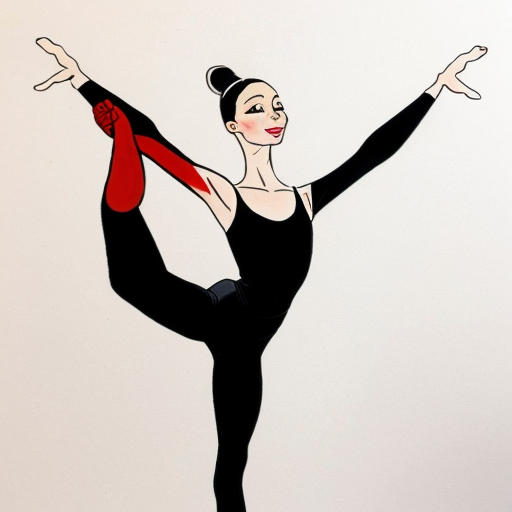 Ballettänzer mit langer Leggins als minimalistische karikaturhafte Zeichnung wie mit dickem schwarzem Filzstift auf weißem Hintergrund