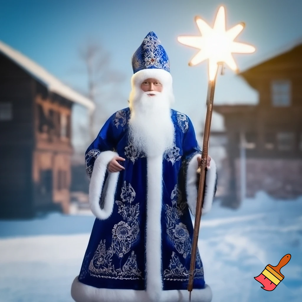 Santa Claus Russian with a star walking stick