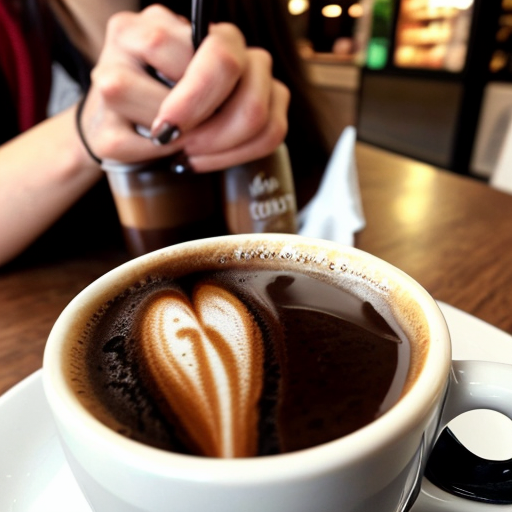 Goretzka drink coffee and Vanessa drink coffee at the shopping mall 