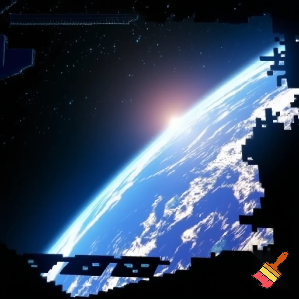 earth view from space station pixel art