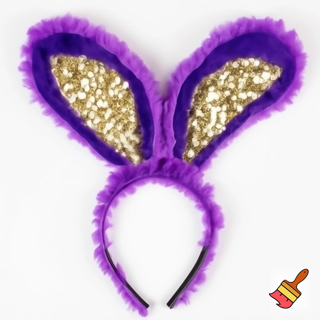 Easter top head headband, purple and white bunny ears top hat purple and gold