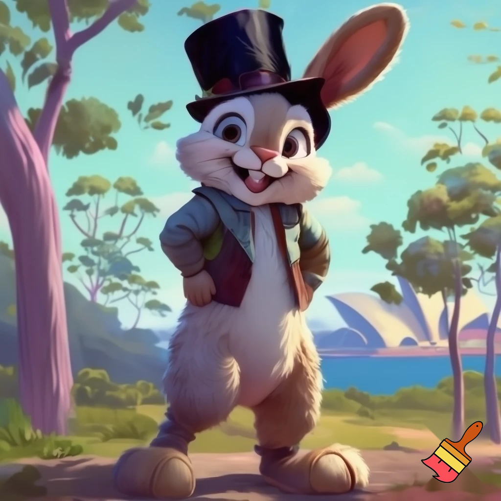 Easter bunny mascot Disneyland costume with the top hat Australia