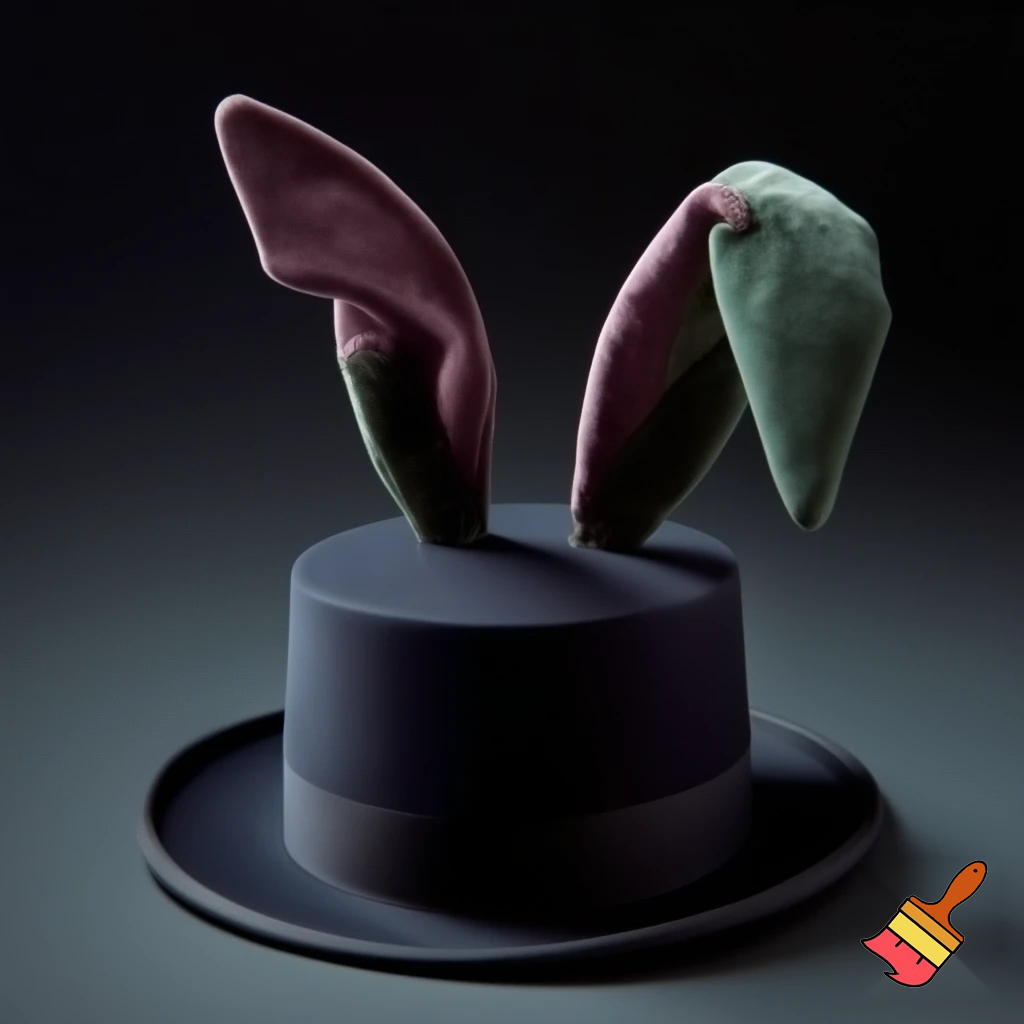 Black top hat with bunny ears velvet